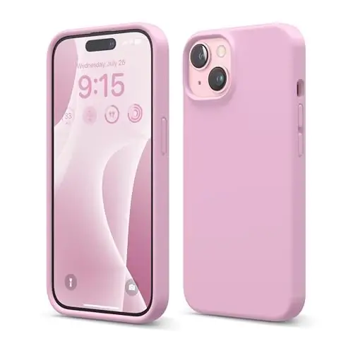 elago Compatible with iPhone 15 Case, Liquid Silicone Case, Full Body Protective Cover, Shockproof, Slim Design, Anti-Scratch Soft Microfiber Lining, 6.1 inch (Hot Pink) - 1