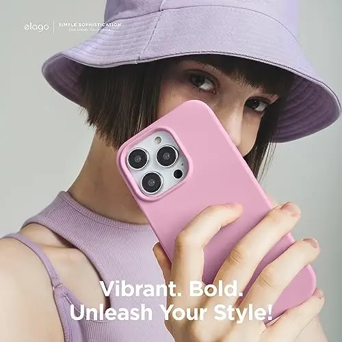 elago Compatible with iPhone 15 Case, Liquid Silicone Case, Full Body Protective Cover, Shockproof, Slim Design, Anti-Scratch Soft Microfiber Lining, 6.1 inch (Hot Pink) - 6