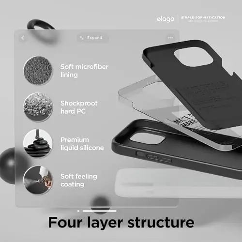 elago Compatible with iPhone 15 Case, Liquid Silicone Case, Full Body Protective Cover, Shockproof, Slim Design, Anti-Scratch Soft Microfiber Lining, 6.1 inch (Black) - 4