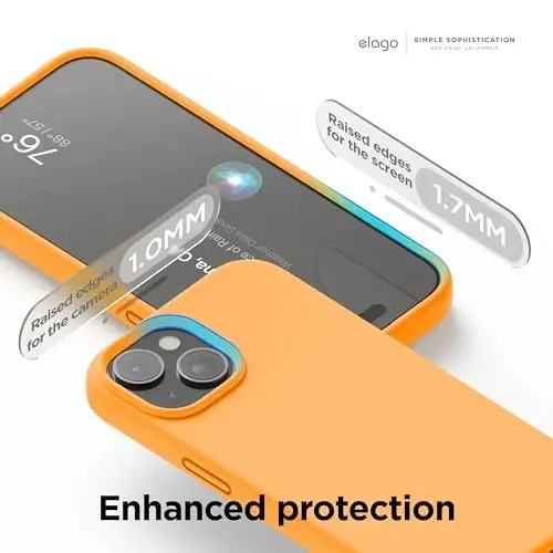 elago Compatible with iPhone 15 Case, Liquid Silicone Case, Full Body Protective Cover, Shockproof, Slim Design, Anti-Scratch Soft Microfiber Lining, 6.1 inch (Orange) - 5