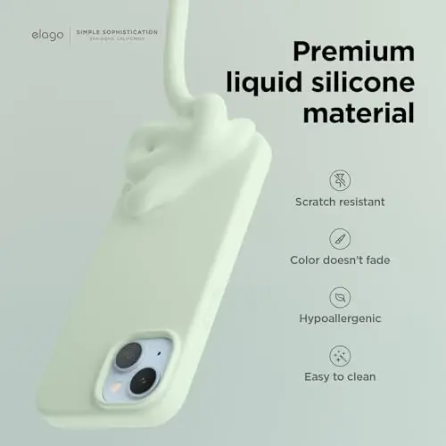 elago Compatible with iPhone 15 Case, Liquid Silicone Case, Full Body Protective Cover, Shockproof, Slim Design, Anti-Scratch Soft Microfiber Lining, 6.1 inch (Soft Mint) - 3