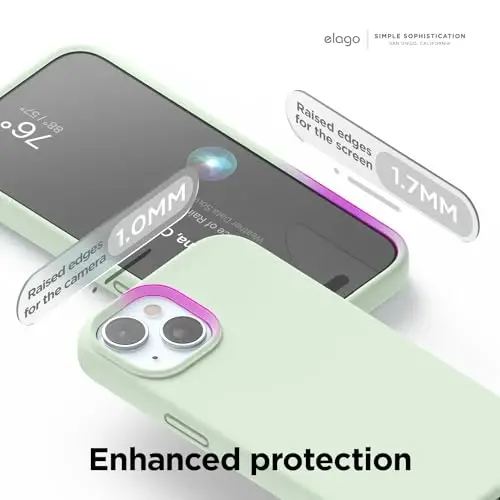 elago Compatible with iPhone 15 Case, Liquid Silicone Case, Full Body Protective Cover, Shockproof, Slim Design, Anti-Scratch Soft Microfiber Lining, 6.1 inch (Soft Mint) - 5