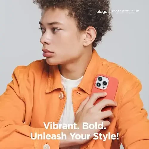 elago iPhone 15 Pro Case bilan mos keladi, Suyuq silikon g'ilof, To'liq himoya qopqog'i, Zarba o'tkazmaydigan, Yupqa telefon g'ilofi, Chizishga qarshi yumshoq mikrofiber astar, 6,1 dyuym (Pomelo pushti) - 6