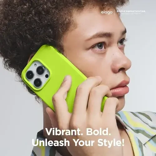 elago iPhone 15 Pro Case bilan mos keladi, Suyuq silikon g'ilof, To'liq tana himoya qopqog'i, Zarba o'tkazmaydigan, Yupqa telefon g'ilofi, Tirnalishga qarshi yumshoq mikrofiber astar, 6,1 dyuym (Ohak yashil) - 6