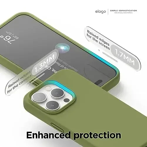 elago iPhone 15 Pro Case bilan mos keladi, Suyuq silikonli g‘ilof, To‘liq himoya qopqog‘i, Zarba o‘tkazmaydigan, Yupqa telefon g‘ilofi, Chizilishga qarshi yumshoq mikrofiber astar, 6,1 dyuym (Cedar Green) - 5