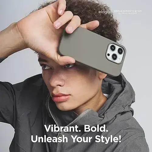 elago iPhone 15 Pro Case bilan mos keladi, Suyuq silikonli g'ilof, To'liq himoya qopqog'i, Zarba o'tkazmaydigan, Yupqa telefon g'ilofi, Tirnalishga qarshi yumshoq mikrofiber astar, 6,1 dyuym (O'rta kulrang) - 6