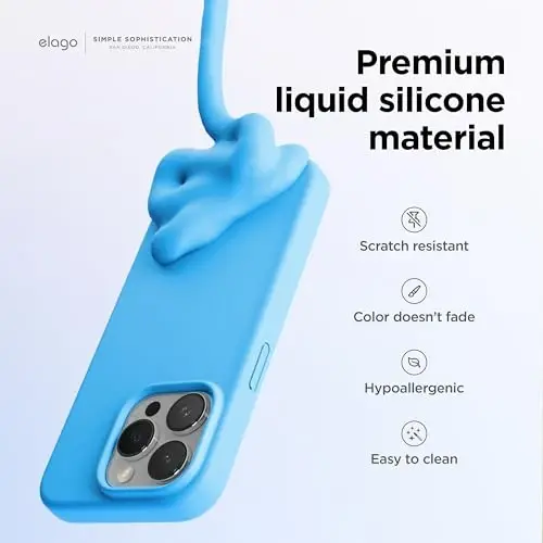 elago iPhone 15 Pro Case bilan mos keladi, Suyuq silikonli g'ilof, To'liq tanani himoya qiluvchi qopqoq, Zarba o'tkazmaydigan, Yupqa telefon g'ilofi, Tirnalishga qarshi yumshoq mikrofiber astar, 6,1 dyuym (Ocean Blue) - 3