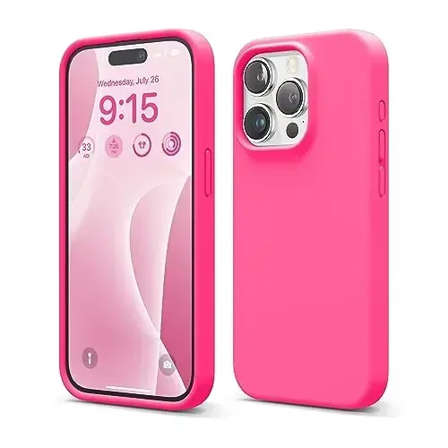 elago iPhone 15 Pro Case bilan mos, Suyuq silikon g'ilof, To'liq tana himoya qopqog'i, Zarba o'tkazmaydigan, Yupqa telefon g'ilofi, Tirnalishga qarshi yumshoq mikrofiber astar, 6,1 dyuym (muz qizil) 