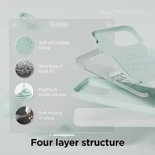 elago iPhone 15 Pro Case bilan mos, Suyuq silikon, To'liq himoya qopqog'i, Zarba o'tkazmaydigan, Yupqa telefon, Chizishga qarshi yumshoq mikrofiber qoplama, 6.1 dyuym (Yalpiz) - 4