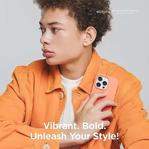 elago iPhone 15 Pro Case bilan mos, Suyuq silikonli g‘ilof, To‘liq himoya qoplamasi, Zarba o‘tkazmaydigan, Yupqa telefon g‘ilofi, Chizishga qarshi yumshoq mikrofiber astar, 6,1 dyuym (Losos) - 6