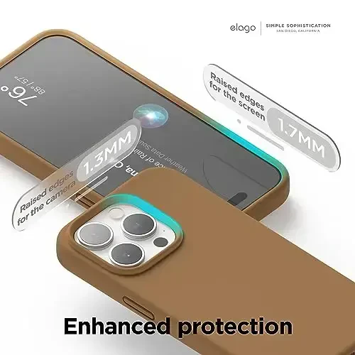 elago iPhone 15 Pro Case bilan mos, suyuq silikonli g'ilof, to'liq himoya qoplamasi, zarbaga chidamli, ingichka telefon g'ilofi, tirnalishga qarshi yumshoq mikrofiber astar, 6,1 dyuym (jigarrang) - 5