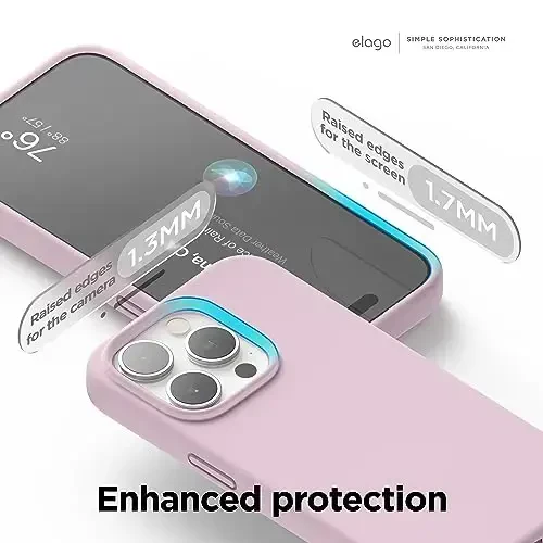 elago Compatible with iPhone 15 Pro Case, Liquid Silicone Case, Full Body Protective Cover, Shockproof, Slim Phone, Anti-Scratch Soft Microfiber Lining, 6.1 inch (Light Lilac) - 5