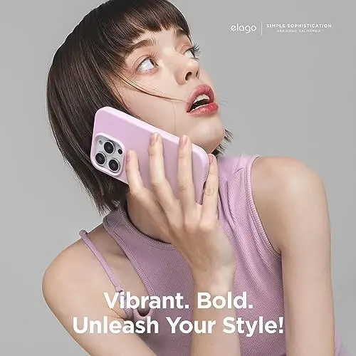 elago Compatible with iPhone 15 Pro Case, Liquid Silicone Case, Full Body Protective Cover, Shockproof, Slim Phone, Anti-Scratch Soft Microfiber Lining, 6.1 inch (Light Lilac) - 6
