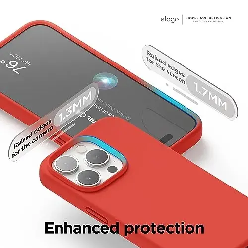 elago Compatible with iPhone 15 Pro Case, Liquid Silicone Case, Full Body Protective Cover, Shockproof, Slim Phone, Anti-Scratch Soft Microfiber Lining, 6.1 inch (Red) - 5