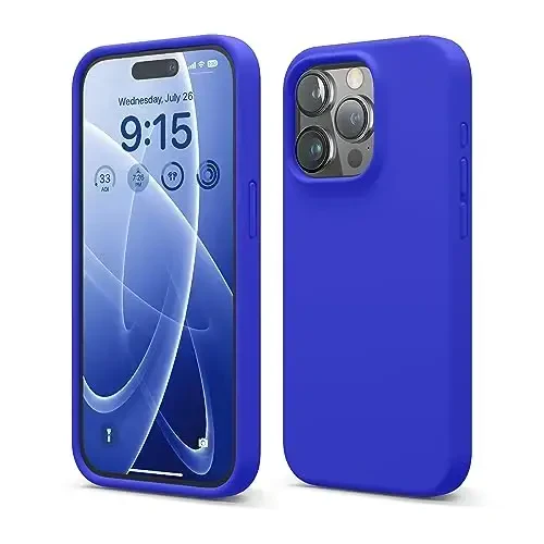 elago Compatible with iPhone 15 Pro Case, Liquid Silicone Case, Full Body Protective Cover, Shockproof, Slim Phone, Anti-Scratch Soft Microfiber Lining, 6.1 inch (Cobalt Blue) - ELAGO