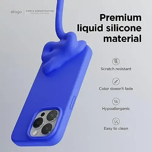 elago Compatible with iPhone 15 Pro Case, Liquid Silicone Case, Full Body Protective Cover, Shockproof, Slim Phone, Anti-Scratch Soft Microfiber Lining, 6.1 inch (Cobalt Blue) - 3