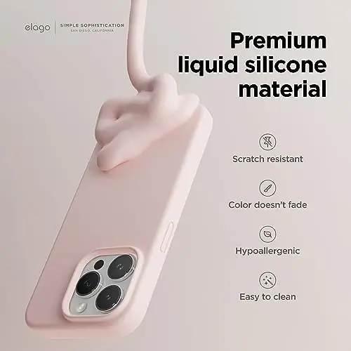 elago Compatible with iPhone 15 Pro Case, Liquid Silicone Case, Full Body Protective Cover, Shockproof, Slim Phone, Anti-Scratch Soft Microfiber Lining, 6.1 inch (Lovely Pink) - 3