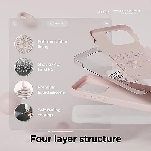 elago Compatible with iPhone 15 Pro Case, Liquid Silicone Case, Full Body Protective Cover, Shockproof, Slim Phone, Anti-Scratch Soft Microfiber Lining, 6.1 inch (Lovely Pink) - 4