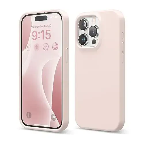 elago Compatible with iPhone 15 Pro Case, Liquid Silicone Case, Full Body Protective Cover, Shockproof, Slim Phone, Anti-Scratch Soft Microfiber Lining, 6.1 inch (Lovely Pink) 