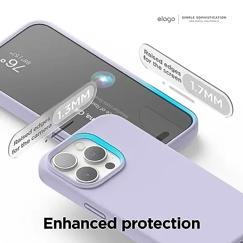 elago Compatible with iPhone 15 Pro Case, Liquid Silicone Case, Full Body Protective Cover, Shockproof, Slim Phone Case, Anti-Scratch Soft Microfiber Lining, 6.1 inch (Purple) - 5