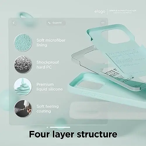 elago Compatible with iPhone 15 Pro Case, Liquid Silicone Case, Full Body Protective Cover, Shockproof, Slim Phone Case, Anti-Scratch Soft Microfiber Lining, 6.1 inch (Aqua Sky) - 4