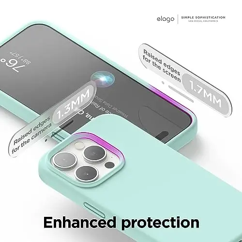 elago Compatible with iPhone 15 Pro Case, Liquid Silicone Case, Full Body Protective Cover, Shockproof, Slim Phone Case, Anti-Scratch Soft Microfiber Lining, 6.1 inch (Aqua Sky) - 5