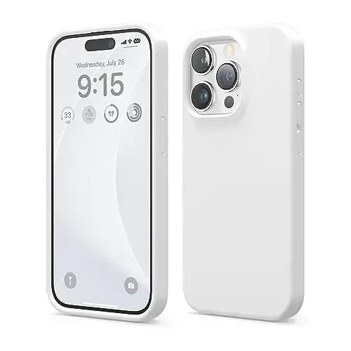 elago Compatible with iPhone 15 Pro Case, Liquid Silicone Case, Full Body Protective Cover, Shockproof, Slim Phone Case, Anti-Scratch Soft Microfiber Lining, 6.1 inch (White) 