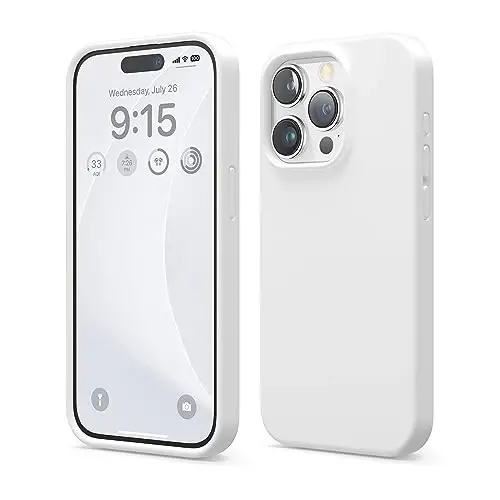 elago Compatible with iPhone 15 Pro Case, Liquid Silicone Case, Full Body Protective Cover, Shockproof, Slim Phone Case, Anti-Scratch Soft Microfiber Lining, 6.1 inch (White) - 1