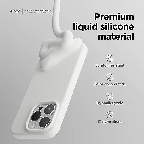 elago Compatible with iPhone 15 Pro Case, Liquid Silicone Case, Full Body Protective Cover, Shockproof, Slim Phone Case, Anti-Scratch Soft Microfiber Lining, 6.1 inch (White) - 3
