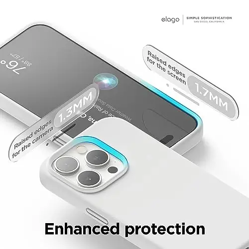 elago Compatible with iPhone 15 Pro Case, Liquid Silicone Case, Full Body Protective Cover, Shockproof, Slim Phone Case, Anti-Scratch Soft Microfiber Lining, 6.1 inch (White) - 5