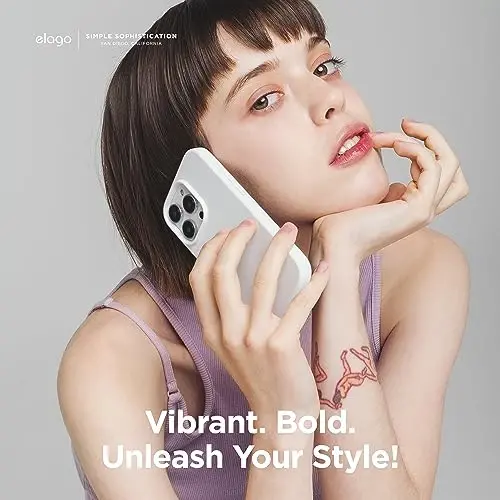 elago Compatible with iPhone 15 Pro Case, Liquid Silicone Case, Full Body Protective Cover, Shockproof, Slim Phone Case, Anti-Scratch Soft Microfiber Lining, 6.1 inch (White) - 6