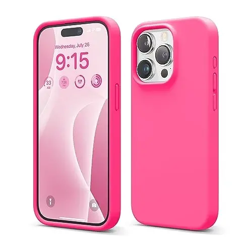 elago Compatible with iPhone 15 Pro Case, Liquid Silicone Case, Full Body Protective Cover, Shockproof, Slim Phone Case, Anti-Scratch Soft Microfiber Lining, 6.1 inch (Ice Red) - 1