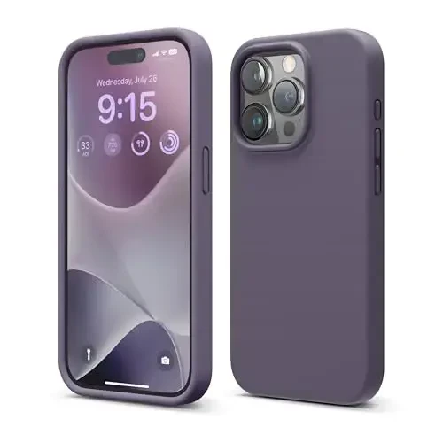 elago Compatible with iPhone 15 Pro Case, Liquid Silicone Case, Full Body Protective Cover, Shockproof, Slim Phone Case, Anti-Scratch Soft Microfiber Lining, 6.1 inch (Deep Lavender) 