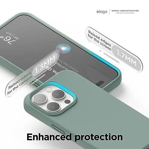 elago Compatible with iPhone 15 Pro Case, Liquid Silicone Case, Full Body Protective Cover, Shockproof, Slim Phone Case, Anti-Scratch Soft Microfiber Lining, 6.1 inch (Midnight Green) - 5