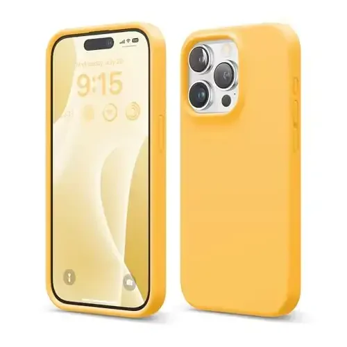 elago Compatible with iPhone 15 Pro Case, Liquid Silicone Case, Full Body Protective Cover, Shockproof, Slim Phone Case, Anti-Scratch Soft Microfiber Lining, 6.1 inch (Sunshine) - 1