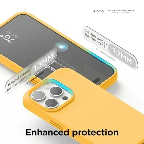 elago Compatible with iPhone 15 Pro Case, Liquid Silicone Case, Full Body Protective Cover, Shockproof, Slim Phone Case, Anti-Scratch Soft Microfiber Lining, 6.1 inch (Sunshine) - 5