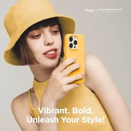 elago Compatible with iPhone 15 Pro Case, Liquid Silicone Case, Full Body Protective Cover, Shockproof, Slim Phone Case, Anti-Scratch Soft Microfiber Lining, 6.1 inch (Sunshine) - 6