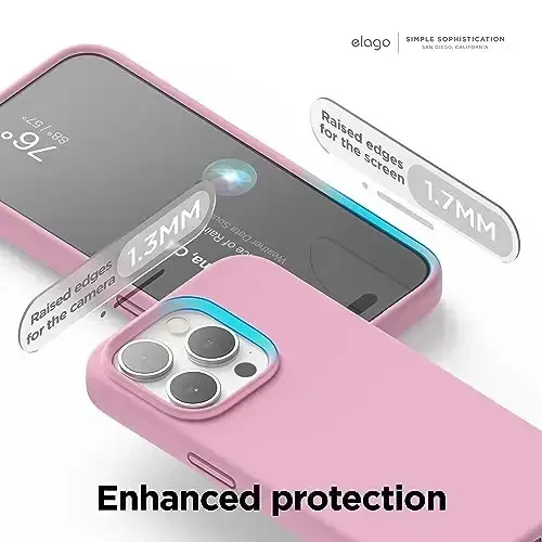 elago Compatible with iPhone 15 Pro Case, Liquid Silicone Case, Full Body Protective Cover, Shockproof, Slim Phone Case, Anti-Scratch Soft Microfiber Lining, 6.1 inch (Hot Pink) - 5