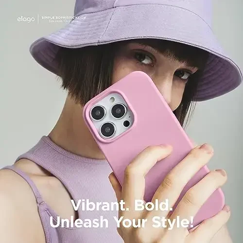 elago Compatible with iPhone 15 Pro Case, Liquid Silicone Case, Full Body Protective Cover, Shockproof, Slim Phone Case, Anti-Scratch Soft Microfiber Lining, 6.1 inch (Hot Pink) - 6