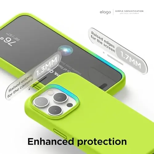 elago Compatible with iPhone 15 Pro Case, Liquid Silicone Case, Full Body Protective Cover, Shockproof, Slim Phone Case, Anti-Scratch Soft Microfiber Lining, 6.1 inch (Lime Green) - 5