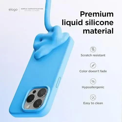 elago Compatible with iPhone 15 Pro Case, Liquid Silicone Case, Full Body Protective Cover, Shockproof, Slim Phone Case, Anti-Scratch Soft Microfiber Lining, 6.1 inch (Ocean Blue) - 3