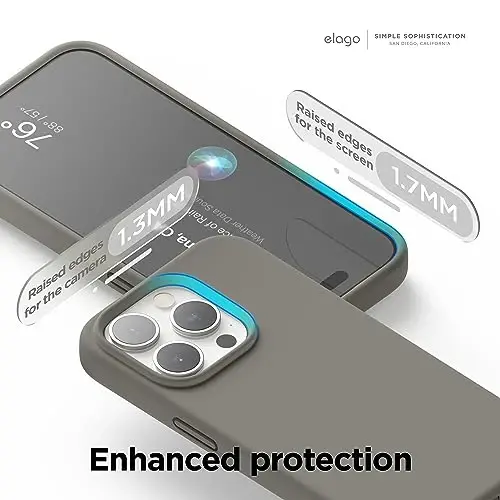 elago Compatible with iPhone 15 Pro Case, Liquid Silicone Case, Full Body Protective Cover, Shockproof, Slim Phone Case, Anti-Scratch Soft Microfiber Lining, 6.1 inch (Medium Grey) - 5