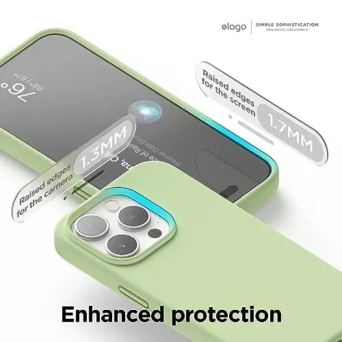 elago Compatible with iPhone 15 Pro Case, Liquid Silicone Case, Full Body Protective Cover, Shockproof, Slim Phone Case, Anti-Scratch Soft Microfiber Lining, 6.1 inch (Pastel Green) - 5