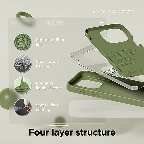 elago Compatible with iPhone 15 Pro Case, Liquid Silicone Case, Full Body Protective Cover, Shockproof, Slim Phone Case, Anti-Scratch Soft Microfiber Lining, 6.1 inch (Cedar Green) - 4