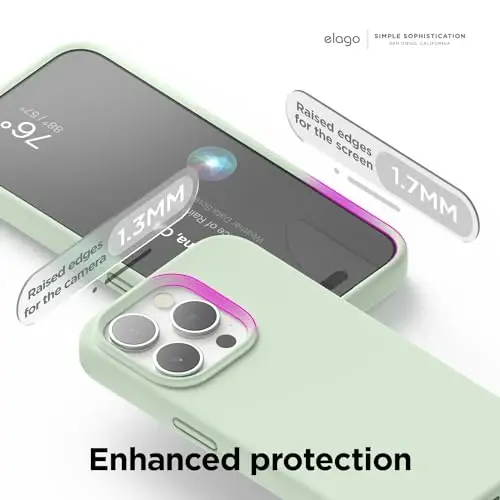 elago Compatible with iPhone 15 Pro Case, Liquid Silicone Case, Full Body Protective Cover, Shockproof, Slim Phone Case, Anti-Scratch Soft Microfiber Lining, 6.1 inch (Soft Mint) - 5
