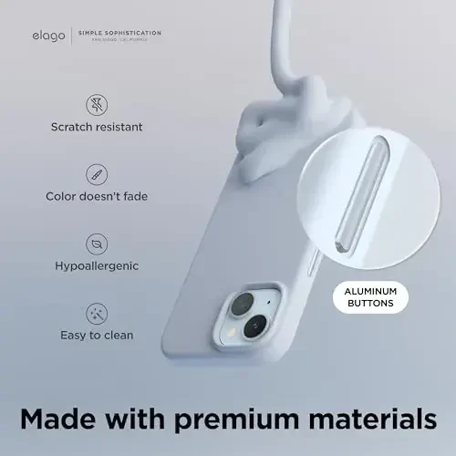 elago Magnetic Silicone Case Compatible with iPhone 15 Case 6.1 Inch Compatible with All MagSafe Accessories - Built-in Magnets, Soft Grip Silicone, Shockproof [Light Blue] - 5