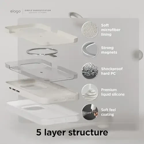 elago Magnetic Silicone Case Compatible with iPhone 15 Case 6.1 Inch Compatible with All MagSafe Accessories - Built-in Magnets, Soft Grip Silicone, Shockproof [Stone] - 4