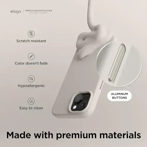 elago Magnetic Silicone Case Compatible with iPhone 15 Case 6.1 Inch Compatible with All MagSafe Accessories - Built-in Magnets, Soft Grip Silicone, Shockproof [Stone] - 5
