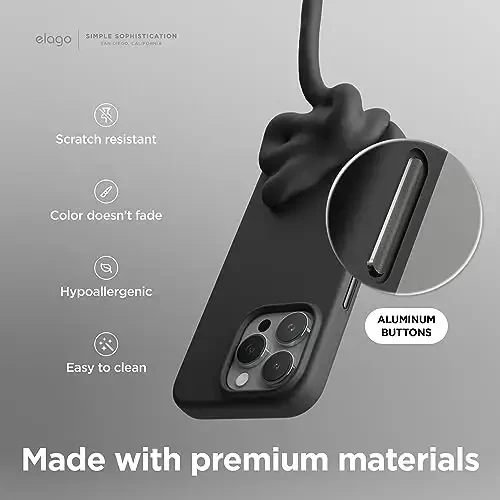elago Magnetic Silicone Case Compatible with iPhone 15 Pro, Compatible with All MagSafe Accessories, Built-in Magmagnets, Premium Silicone, Full Protection Case Black - 5