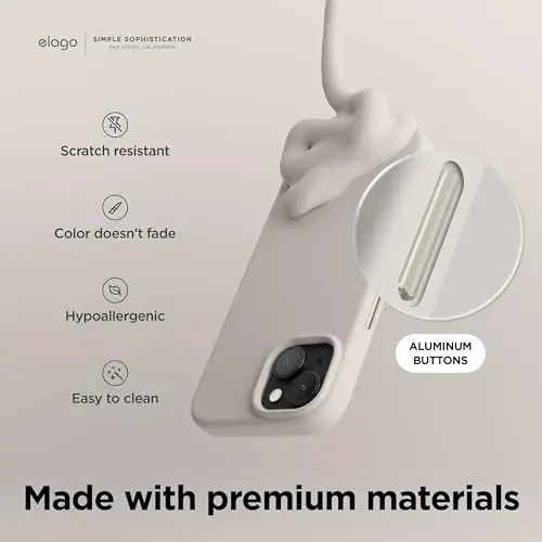 elago Magnetic Silicone Case Compatible with iPhone 15 Case 6.1 Inch Compatible with All MagSafe Accessories - Built-in Magnets, Soft Grip Silicone, Shockproof [Stone] - 5